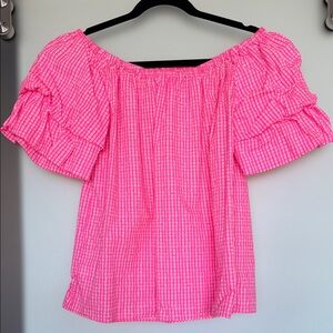 Lilly Pulitzer Hot Pink Gingham Off-Shoulder Top